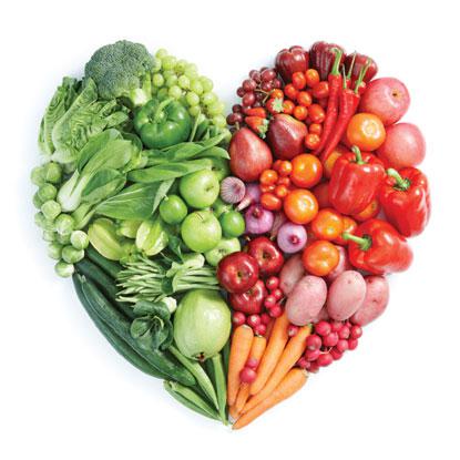 vegetables in a platter shaped like a heart