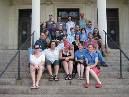 photo of people sitting on steps